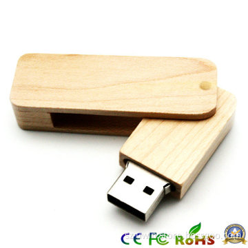 Natural Wooden Swivel USB Drive 256GB